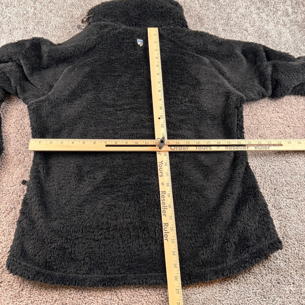 Kuhl Flight Jacket Women XL Black Zip Sherpa Fleece Stowaway Hood Cozy Gorp - Picture 5 of 6